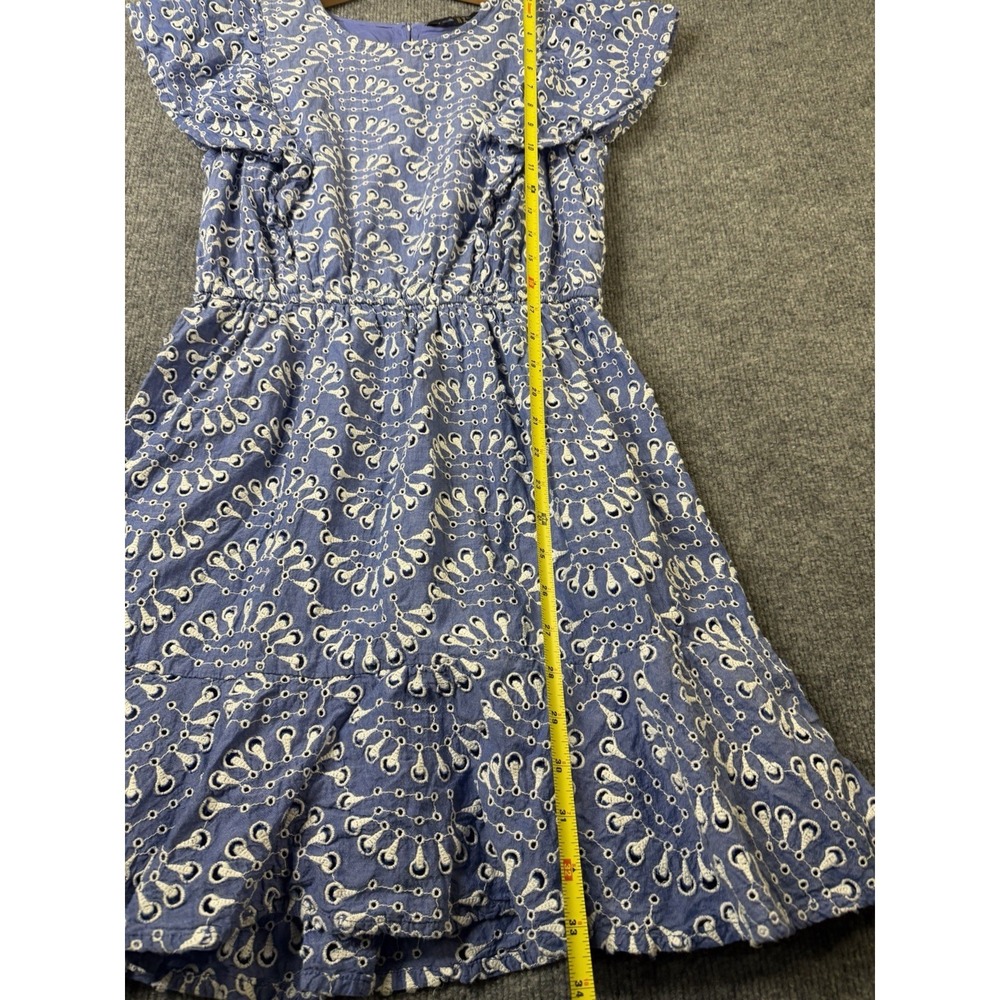 Lipsy London Blue Eyelet Lace Dress Women's Size 6 Flutter Sleeve Cotton - Picture 12 of 12